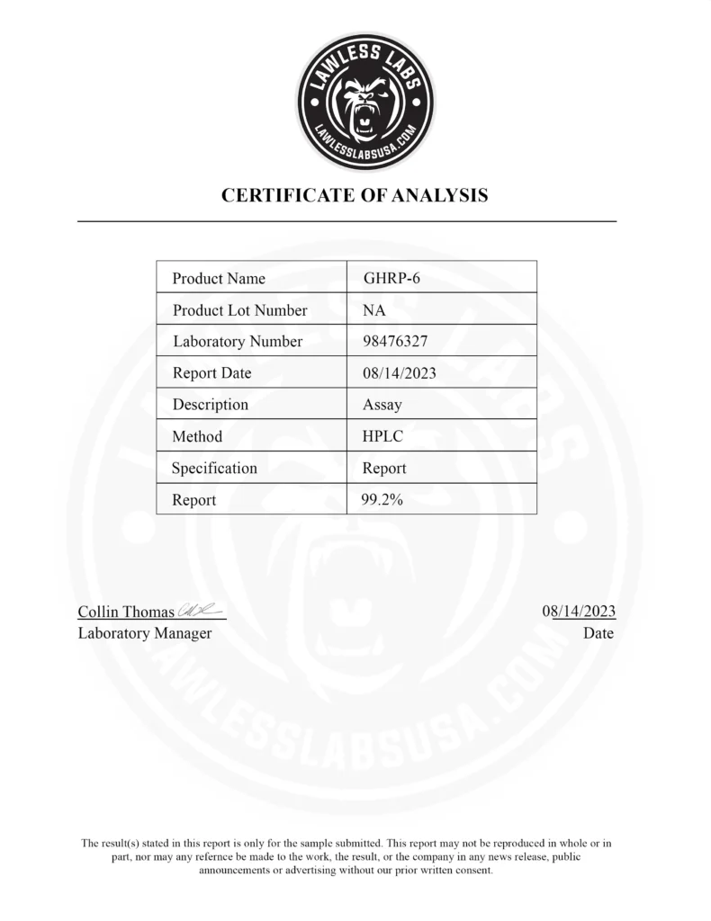 GHRP-6 Lab Results