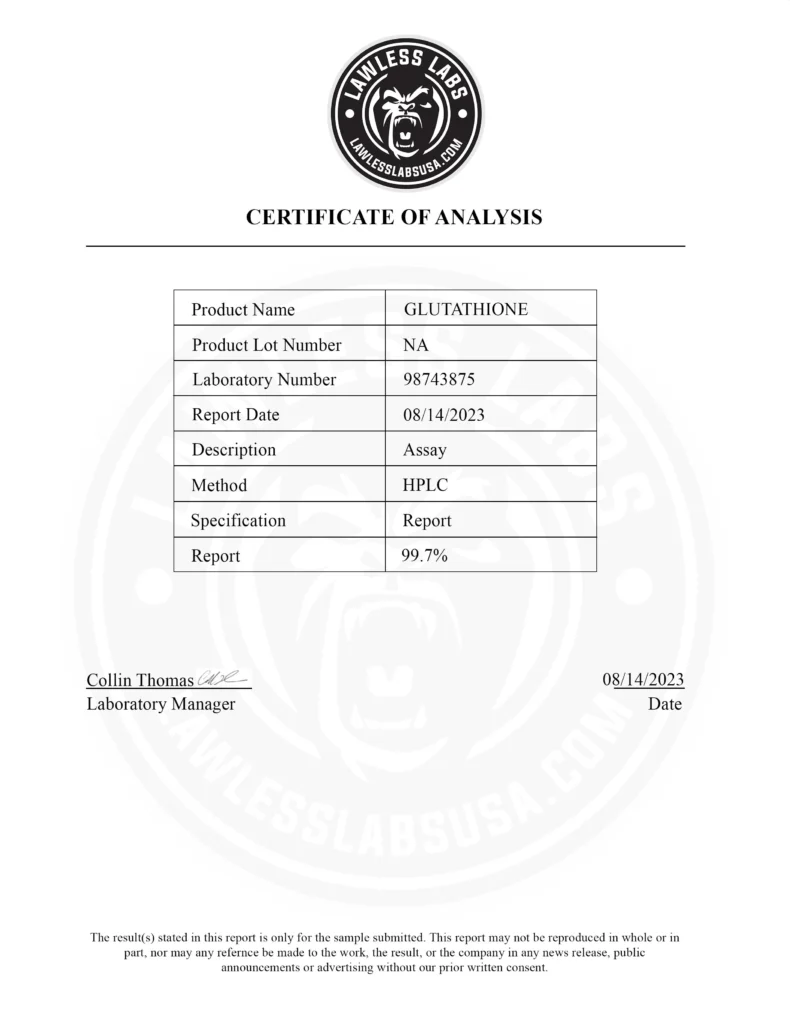 Glutathione Lab Results