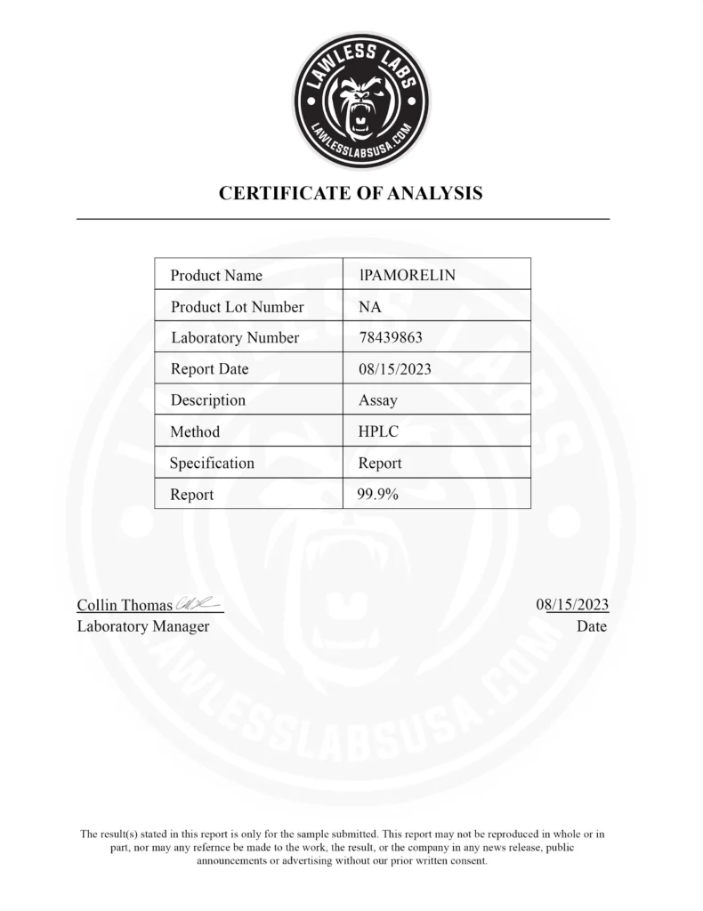 Ipamorelin Lab Results